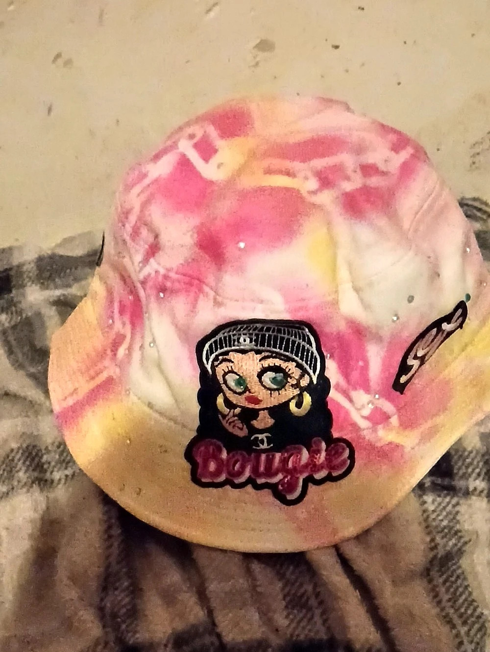 Pink & Yellow Embellished Bucket Hat